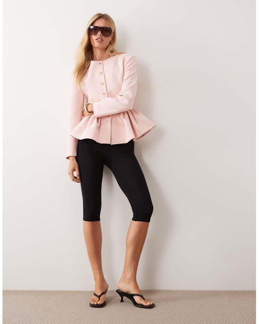 Miss Selfridge Pink Corset Peplum Blazer