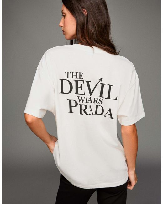 The devil wears prada - t-shirt imprimé à manches courtes Bershka en coloris White