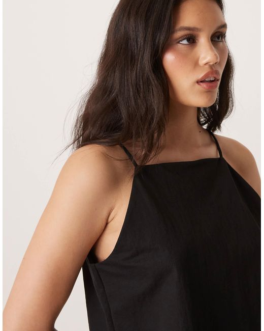 Mango Black – camisole-oberteil aus leinen-mix