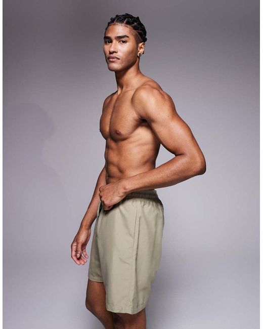 Pantaloncini Da Bagno Lunghezza Media, Colore Kaki di ASOS in Green da Uomo