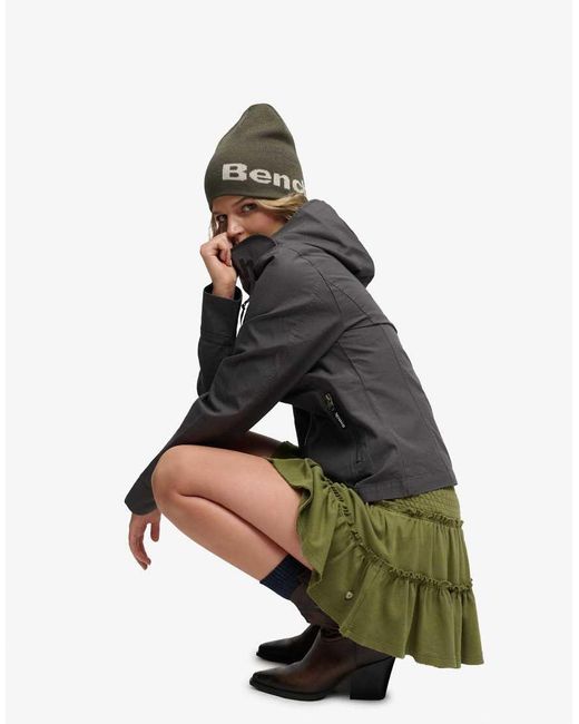 Bench x Superdry & Co Black Hooded Funnel Neck Ripstop Jacket