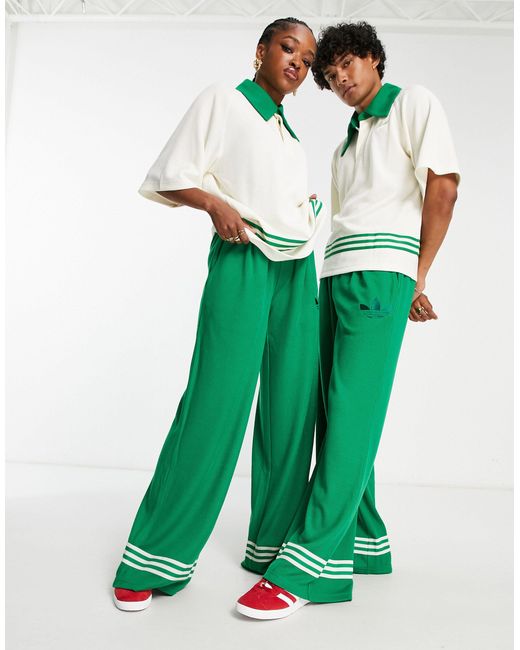 Adidas Originals Green 'adicolor 70s' Unisex Wide Leg Trouser
