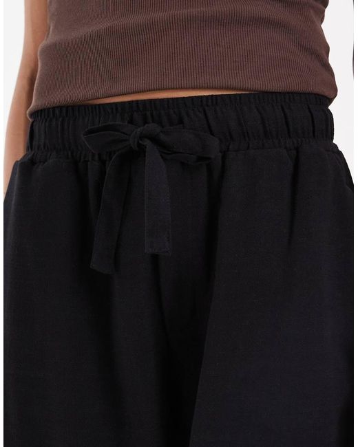 Object White Loose Tie Waist Linen Touch Shorts
