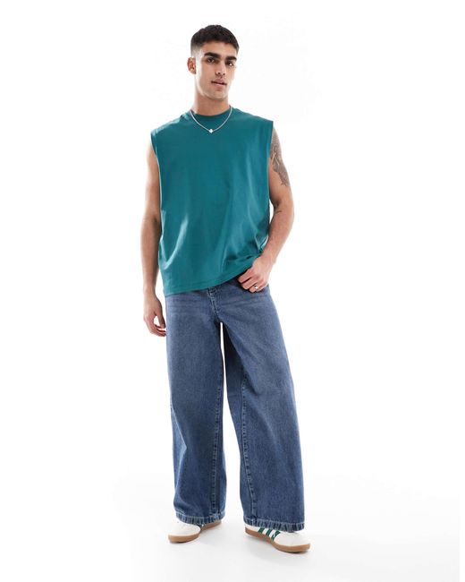 ASOS – basic-tanktop in Blue für Herren
