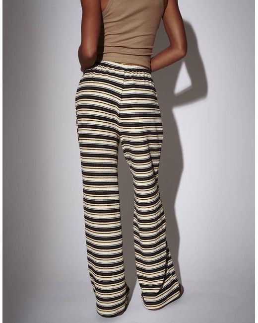 South Beach Yellow Towelling Stripe Wide Leg Trouser