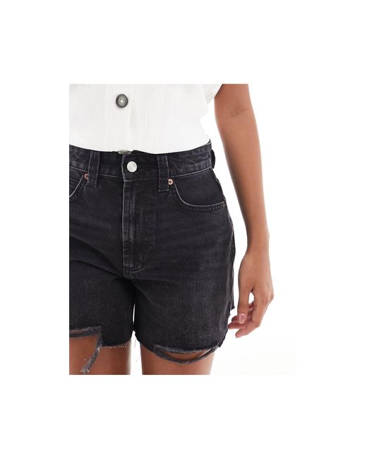 Asos design petite - short en jean coupe dad - délavé ASOS en coloris White