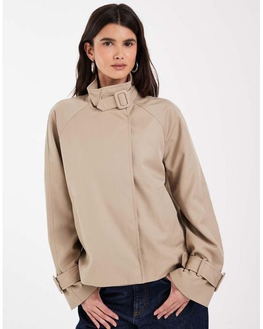 Vero Moda Brown Funnel Neck Short Trench Coat