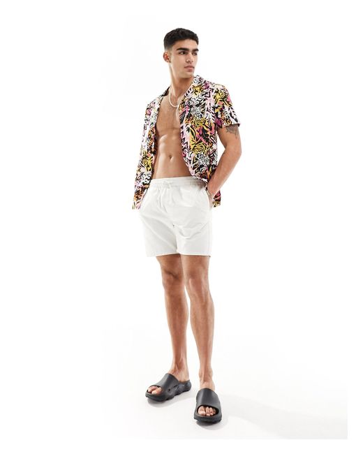 Another Influence White Beach Shirt Co-ord for men