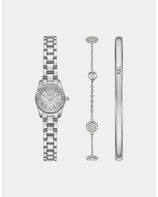 Michael Kors White – lexington – farbene damenuhr aus edelstahl mit 3 zeigern