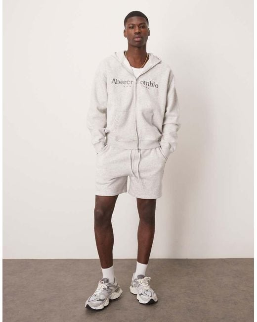 Abercrombie & Fitch Natural Zip Through Logo Hoodie for men