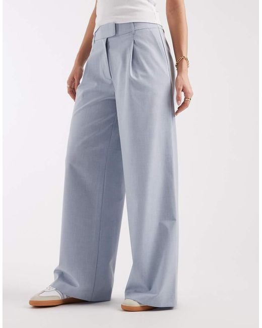 ASOS Blue Tailored Low Rise Relaxed Trouser