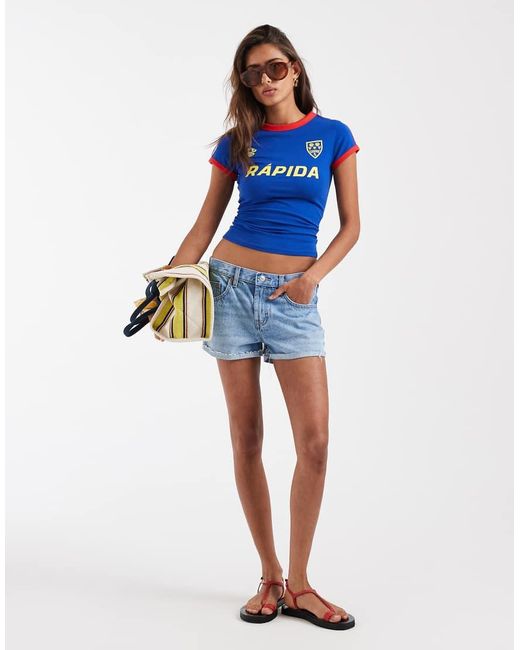 ASOS Blue Baby Tee With Football Graphic