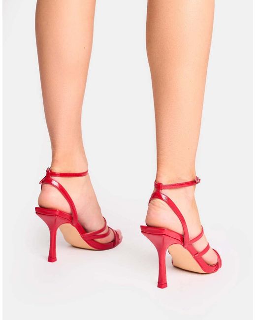 Public Desire White Free Spirit Strappy Round Toe Mid Heels