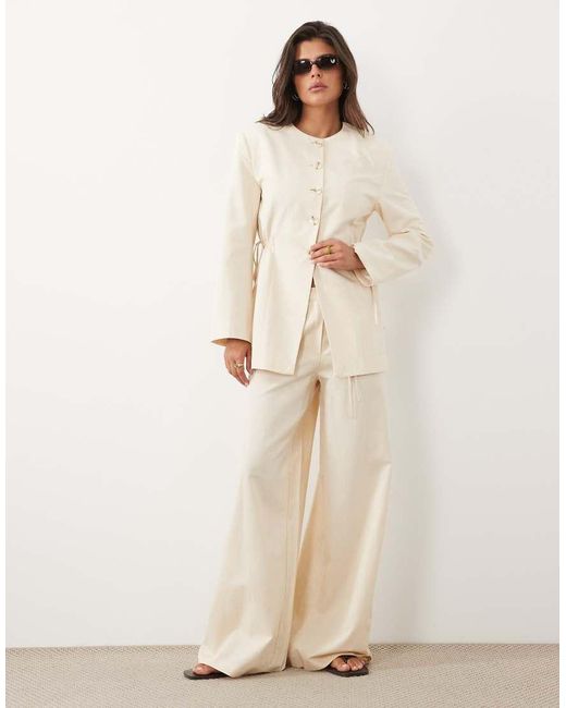 ASOS Natural Linen Tie Side Blazer