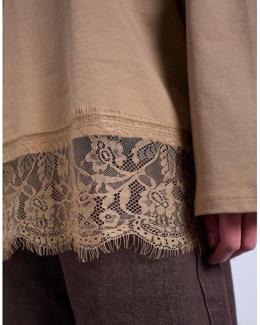 TOPSHOP Natural Lace Trim Oversized Skater