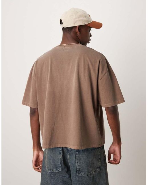 T-Shirt Squadrata Oversize Con Applicazione Grunge di ASOS in Brown da Uomo