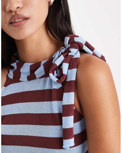 Collusion Blue Knitted Neck Tie Top