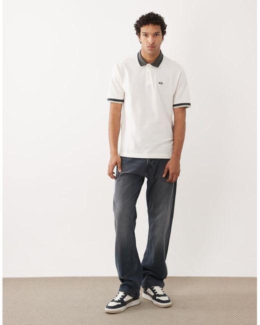 ARMANI EXCHANGE White Logo Polo Shirt for men