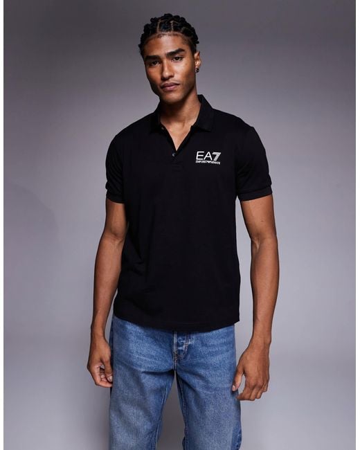 EA7 Blue Armani Train 7 Logo Polo for men