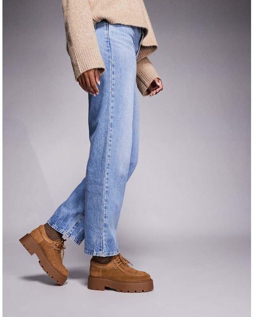 Steve Madden Blue Offsetter Lace Up Chunky Loafers