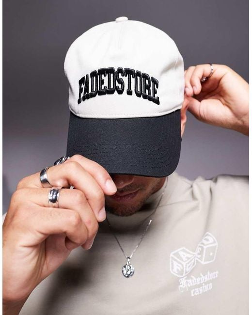 Faded Store Blue Logo Cap With Contrast Peak for men