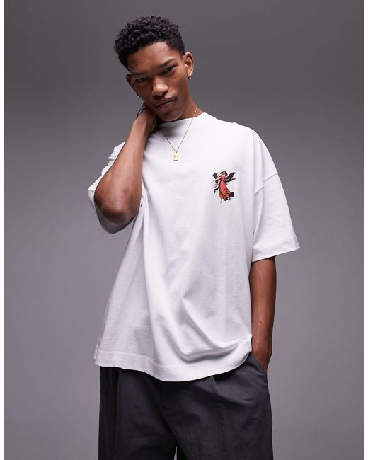 T shirt ultra oversize avec imprim anges sur le devant et au dos