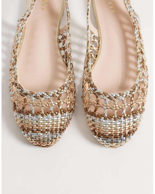 Raid White Hanne Woven Slingback Ballet Flats