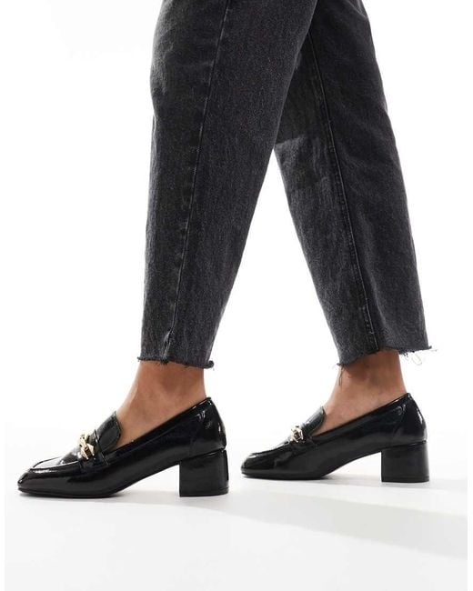 Glamorous Black Heeled Loafers