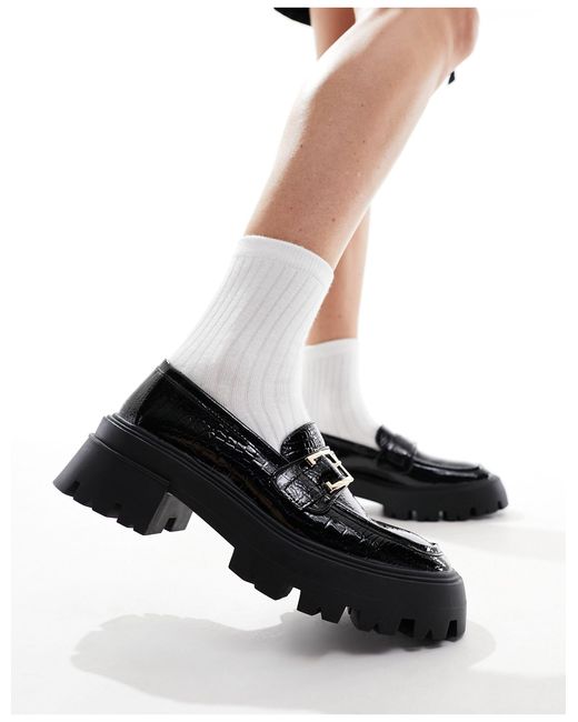 Elle Black Chunky Sole Loafers