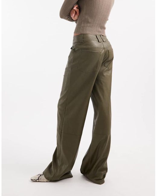 ASOS Green Tall Low Rise Mansy Faux Leather Trousers