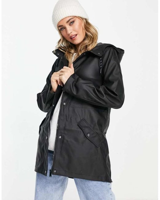 Vero Moda Black Hooded Rain Jacket