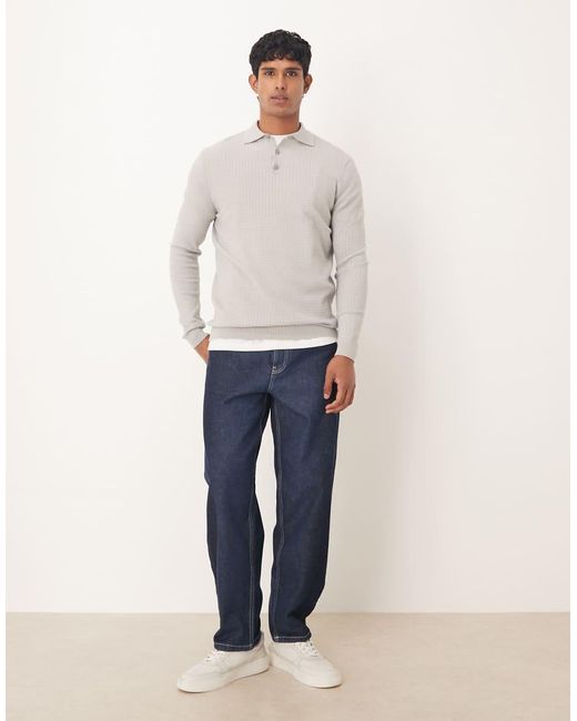 ASOS Gebreide Polo Met Textuur in het White voor heren