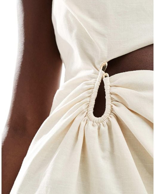 4th & Reckless Exclusive Contains Linen Cut Out Metal Hardware Mini Dress  in White | Lyst