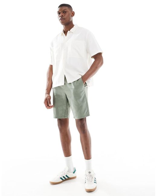 Only & Sons Green Linen Mix Tie Waist Shorts Dark Sage for men