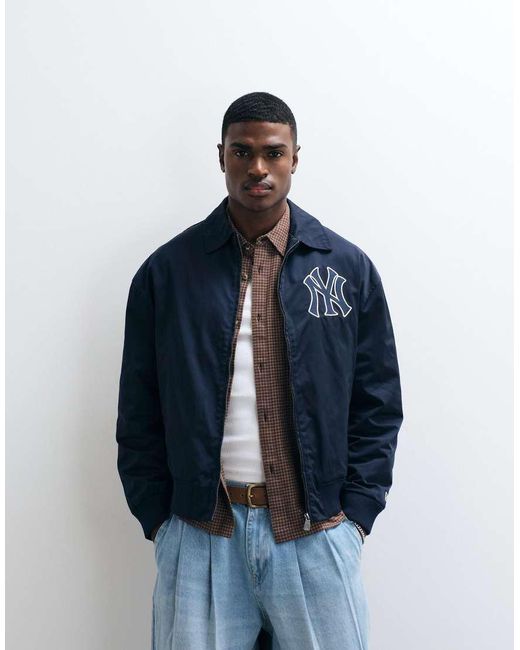 KTZ Blue Ny Yankees Logo Coach Jacket for men