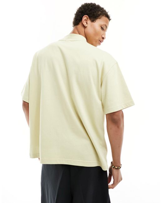 T-shirt accollata unisex stile basket color beige sabbia di Adidas Originals in White