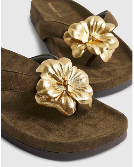 River Island Blue Flower Toe Thong Flat Sandals
