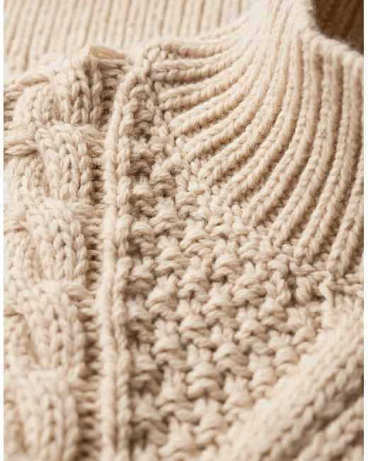 Superdry Natural Aran Cable Knit Polo Jumper