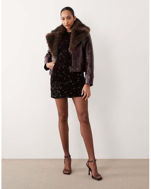 Mango Black Sequin Cap Sleeve Mini Dress