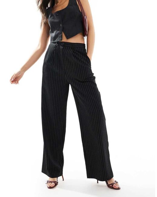 Miss Selfridge Black Tailored Wide Leg Dad Trouser