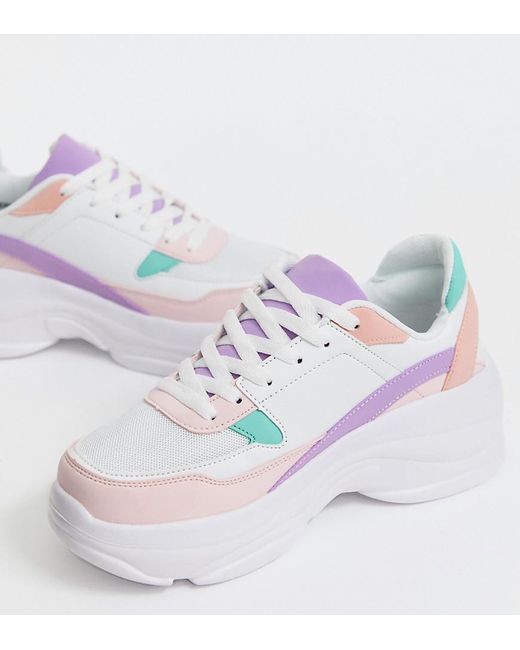 New Look Multicolor Multicoloured Pastel Chunky Sole Trainers