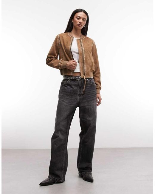 AllSaints Brown Orten Whip Suede Bomber Jacket