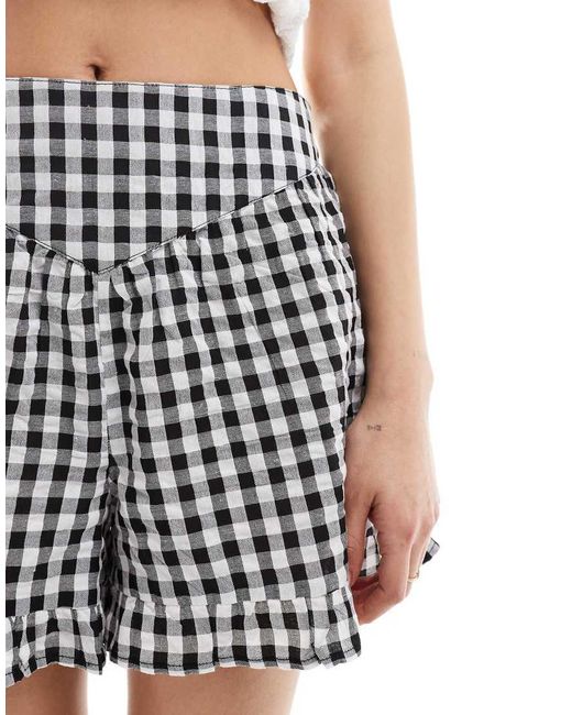 Wednesday's Girl White Ruffle Edge Gingham Shorts