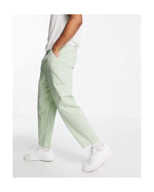 Pantalon chino fuselé oversize - clair Coton ASOS pour homme en coloris  Vert - Lyst
