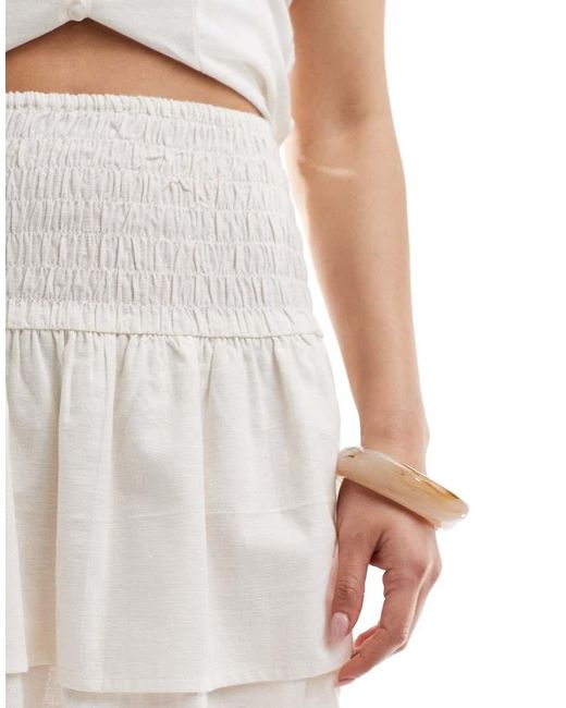 esmé studios White Esmee Exclusive Ruffle Mini Skirt Co-Ord With Shirred Waist