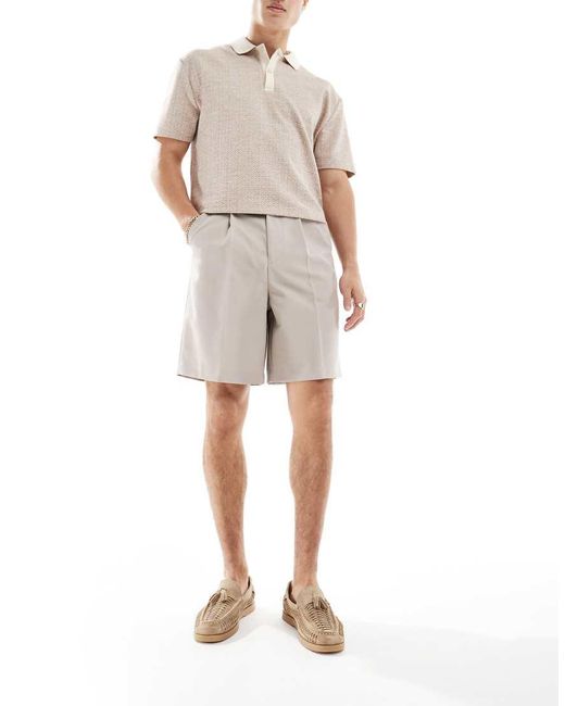 ASOS Natural Smart Wide Leg Shorts for men