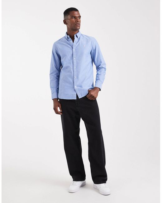 Superdry – classic – langärmliges oxford-hemd aus chambray in Blue für Herren