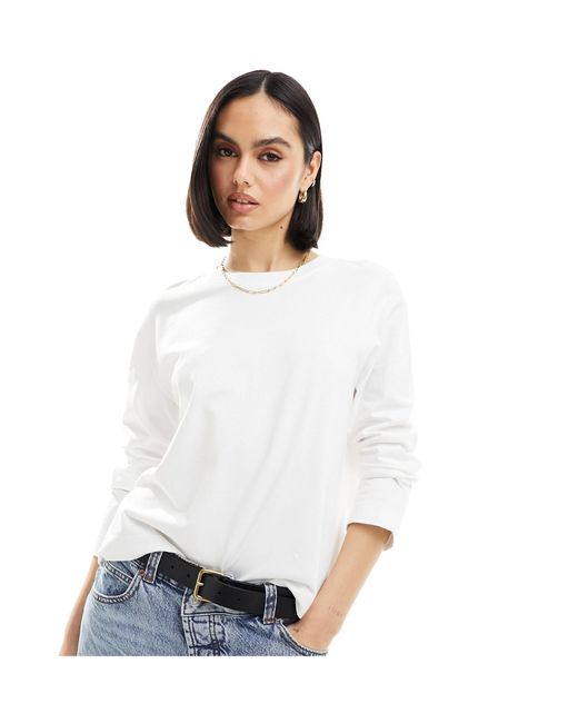 SELECTED White Femme Boxy Long Sleeve T-shirt