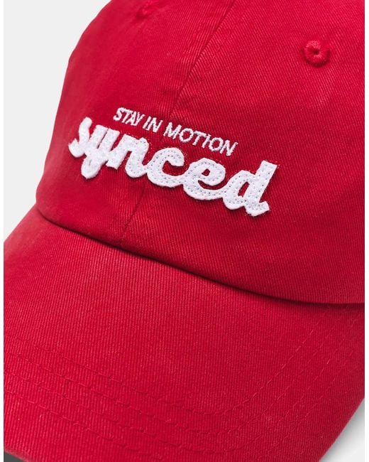 Pull&Bear Red Synced Graphic Cap for men