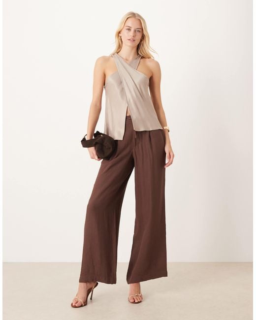 Tall - pantalon ample à texture douce et surpiqûres contrastantes - chocolat ASOS en coloris Natural